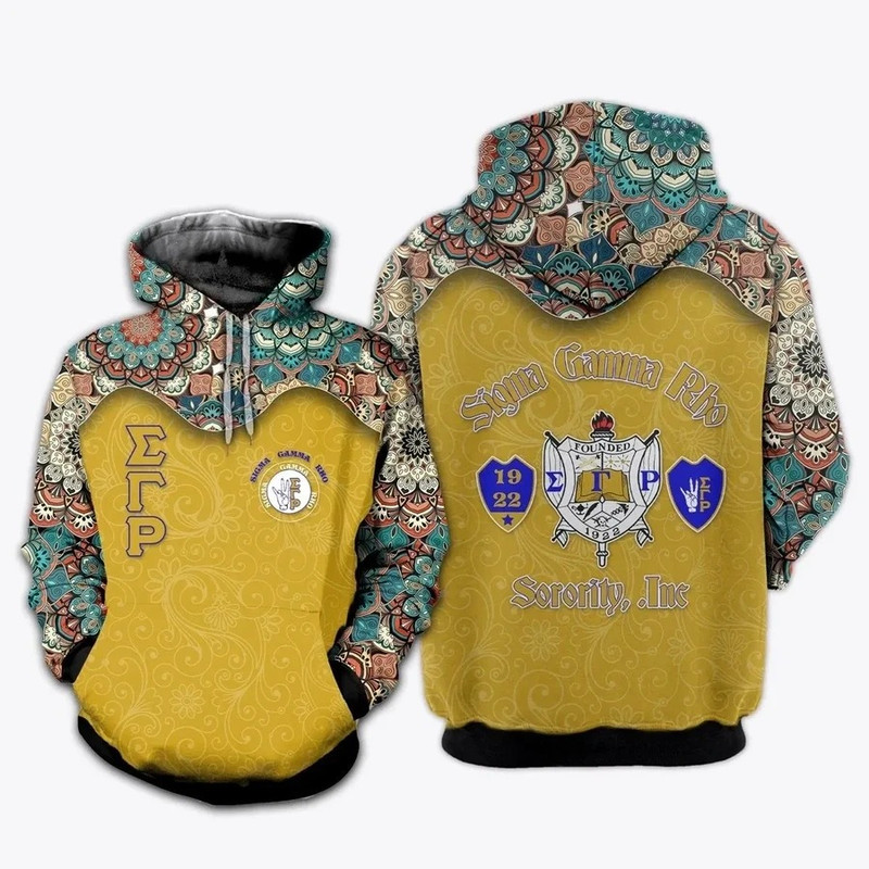 Floral Sigma Gamma Rho Hoodie, African Hoodie For Men Women