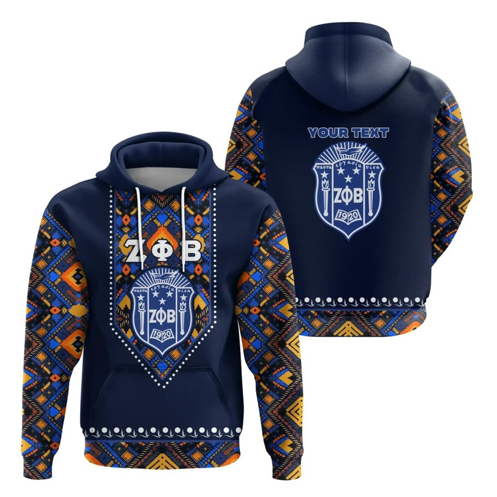Personalized Zeta Phi Beta African Pattern - Navy Hoodie, African Hoodie For Men Women