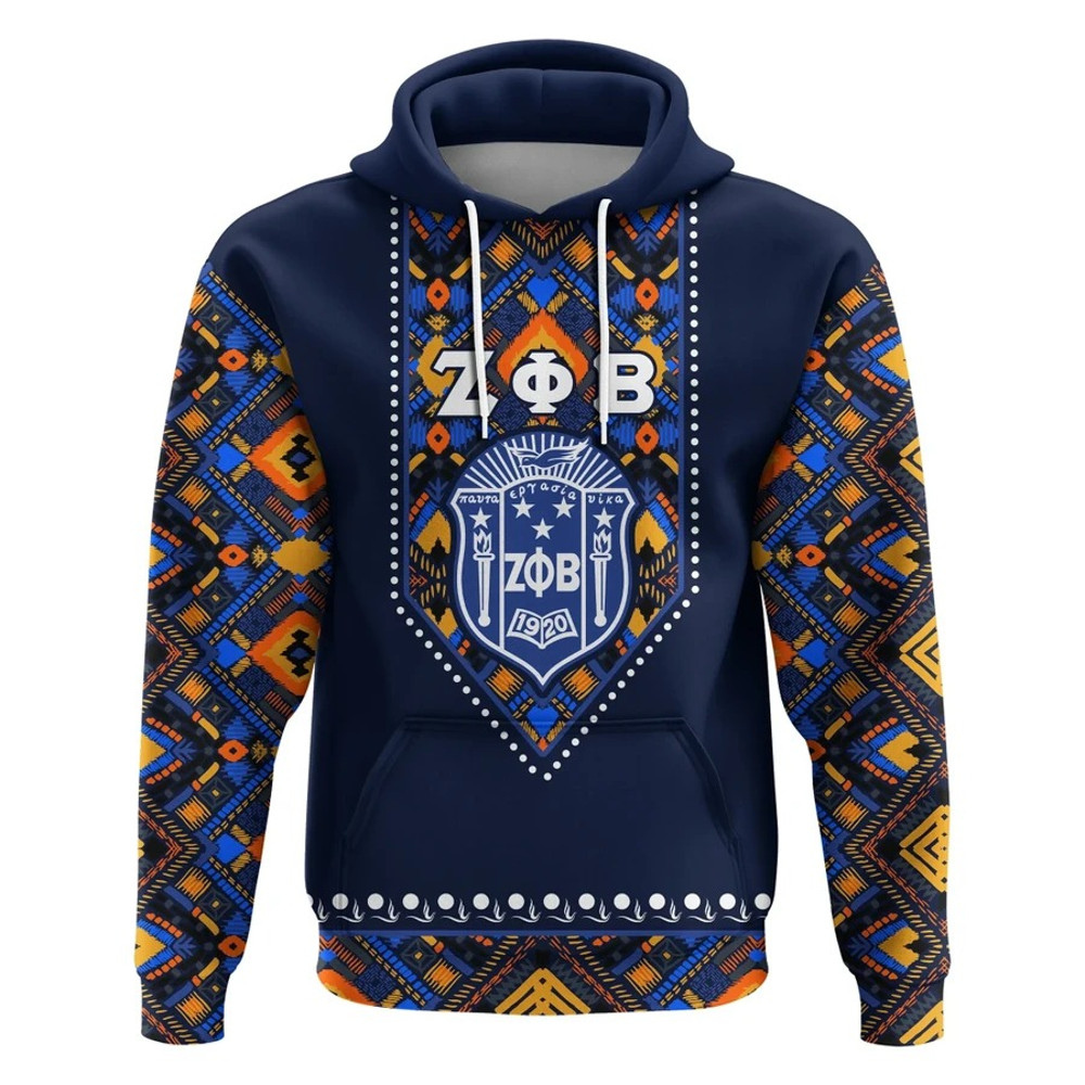 Personalized Zeta Phi Beta African Pattern - Navy Hoodie, African Hoodie For Men Women