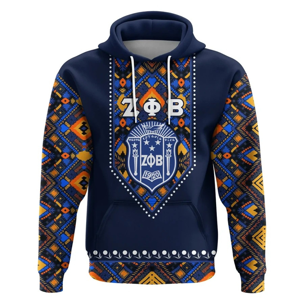 Zeta Phi Beta African Pattern - Navy Hoodie, African Hoodie For Men Women