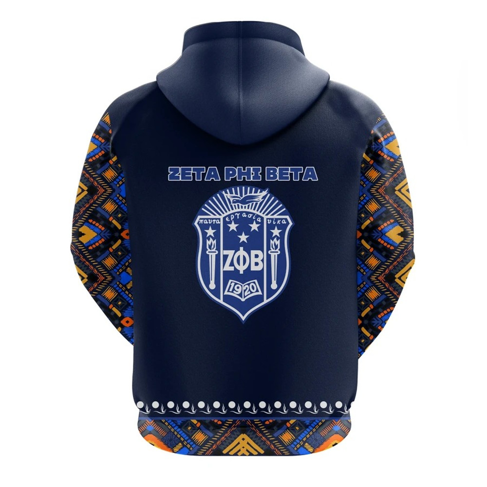 Zeta Phi Beta African Pattern - Navy Hoodie, African Hoodie For Men Women