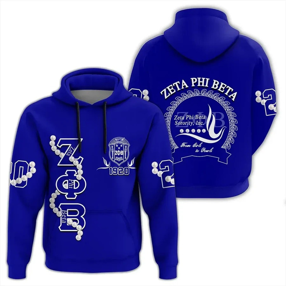 Zeta Phi Beta Pearl Blue Hoodie, African Hoodie For Men Women