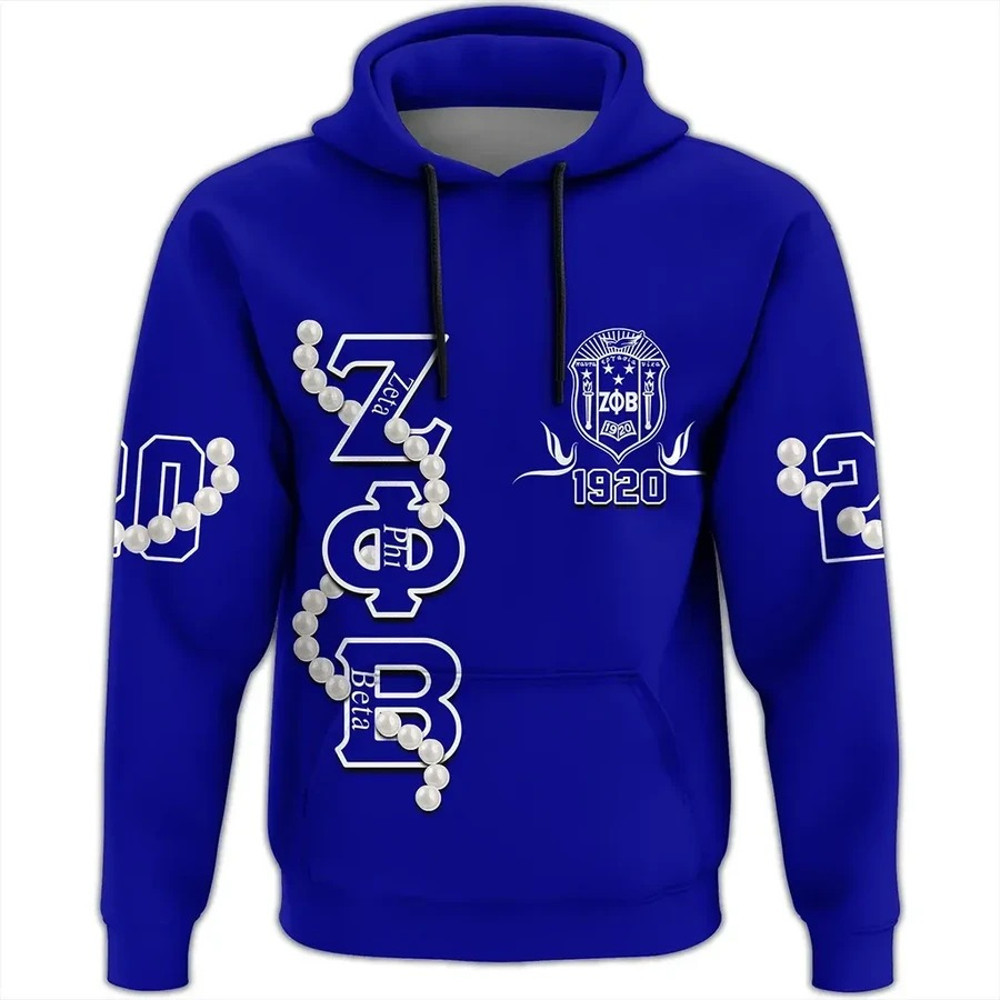 Zeta Phi Beta Pearl Blue Hoodie, African Hoodie For Men Women