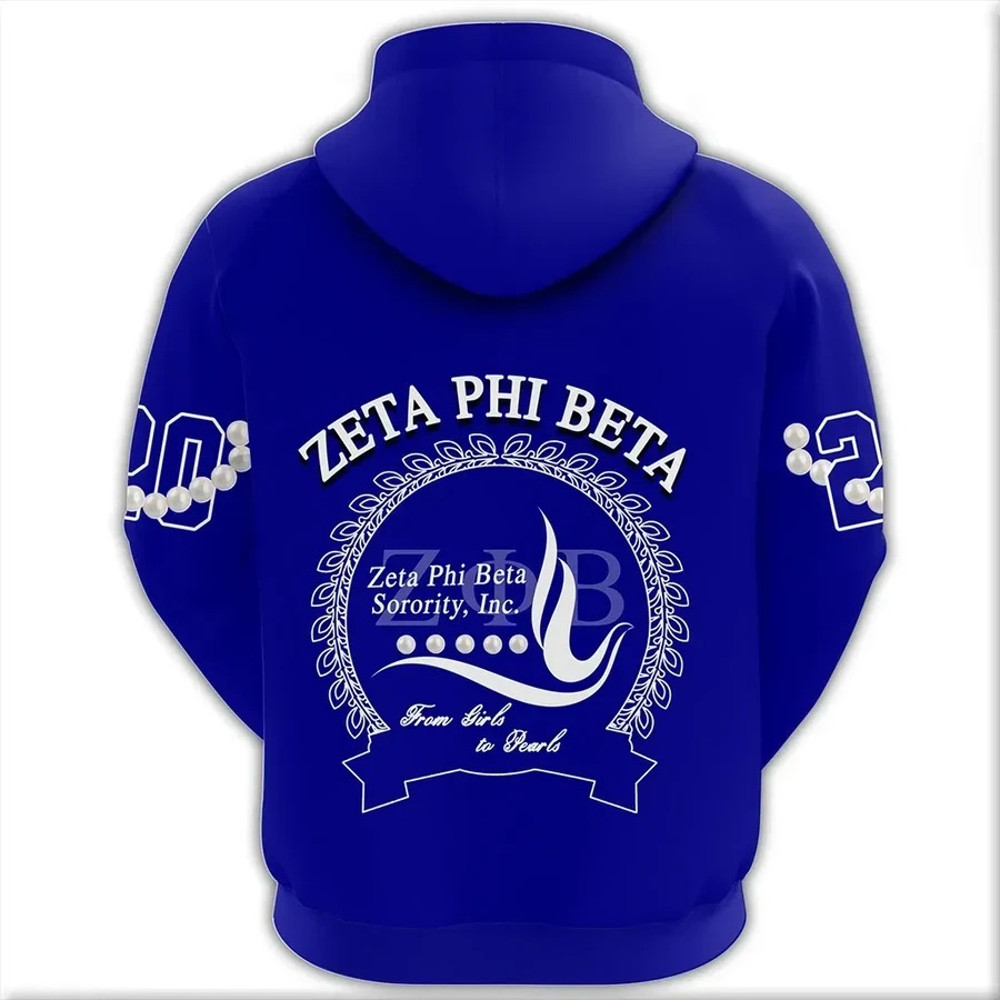 Zeta Phi Beta Pearl Blue Hoodie, African Hoodie For Men Women