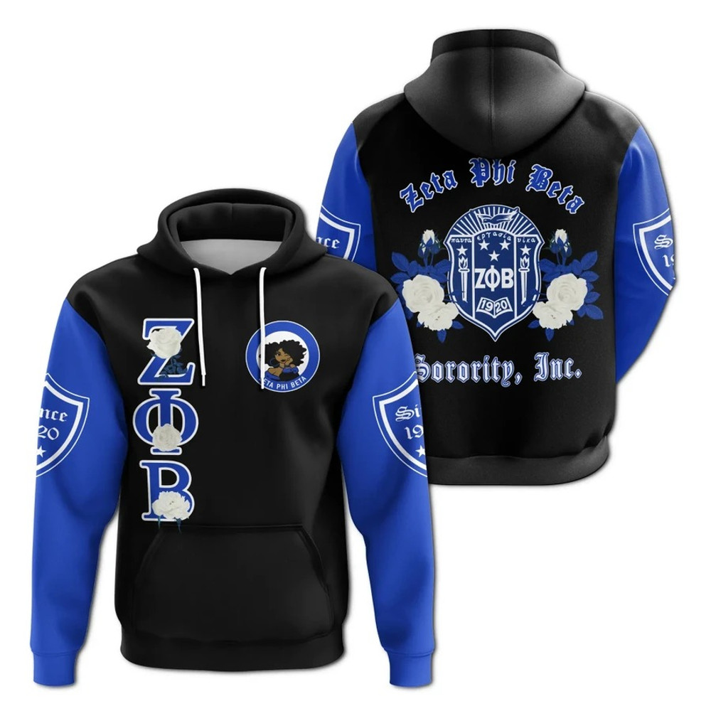 Zeta Phi Beta White Rose Hoodie, African Hoodie For Men Women