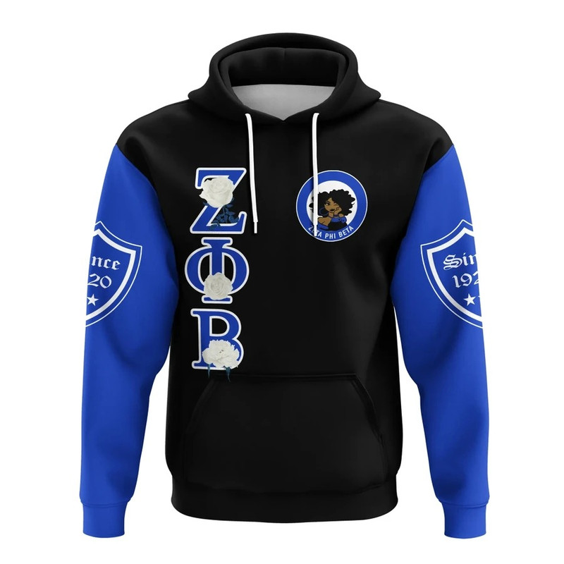 Zeta Phi Beta White Rose Hoodie, African Hoodie For Men Women
