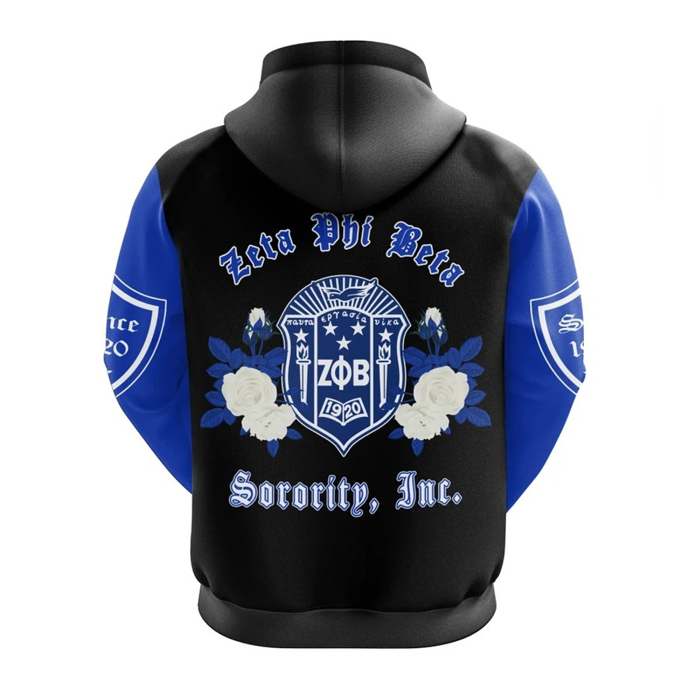 Zeta Phi Beta White Rose Hoodie, African Hoodie For Men Women