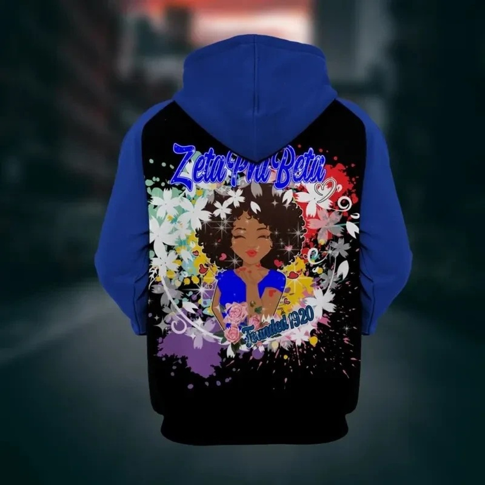 Zeta Phi Beta Rainbow Flower Girl Hoodie, African Hoodie For Men Women