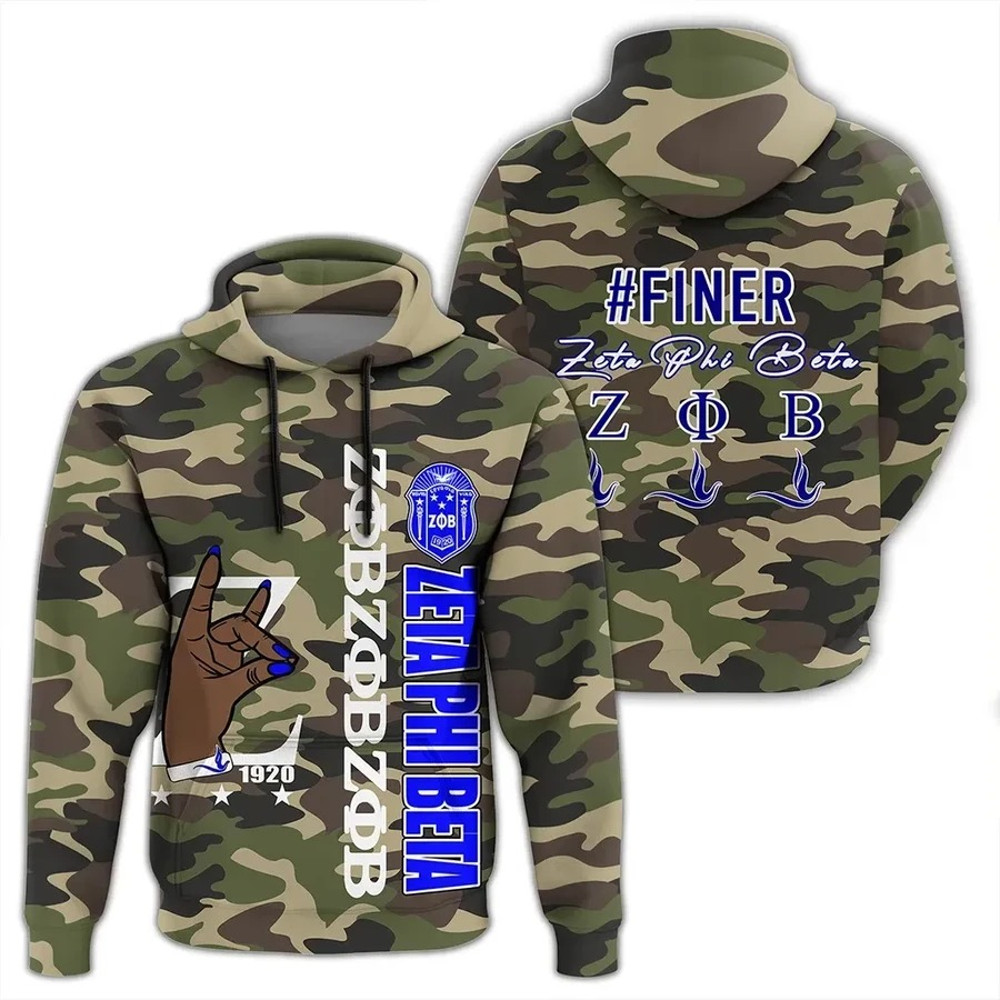 Zeta Phi Beta Camouflage Style Hoodie, African Hoodie For Men Women