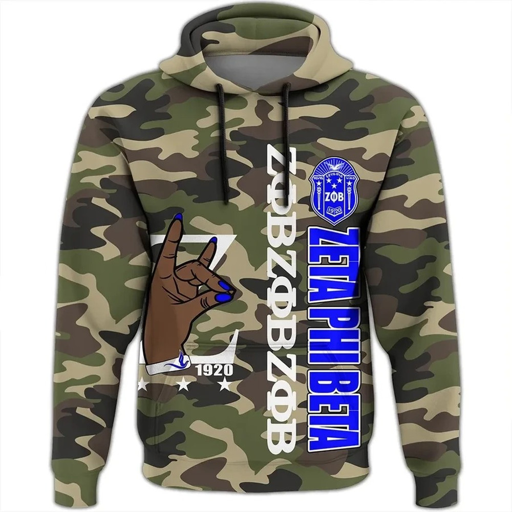 Zeta Phi Beta Camouflage Style Hoodie, African Hoodie For Men Women