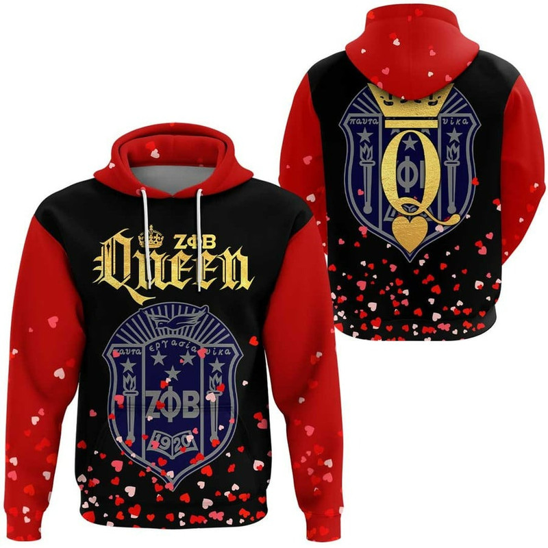 Zeta Phi Beta King and Queen Couple Valentine Hoodie, African Hoodie For Men Women