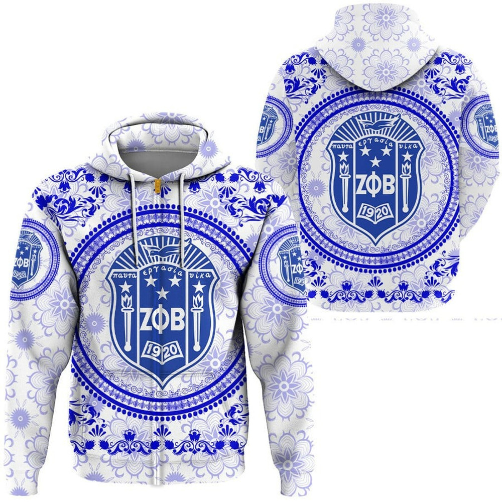 Zeta Phi Beta Floral Pattern Hoodie, African Hoodie For Men Women