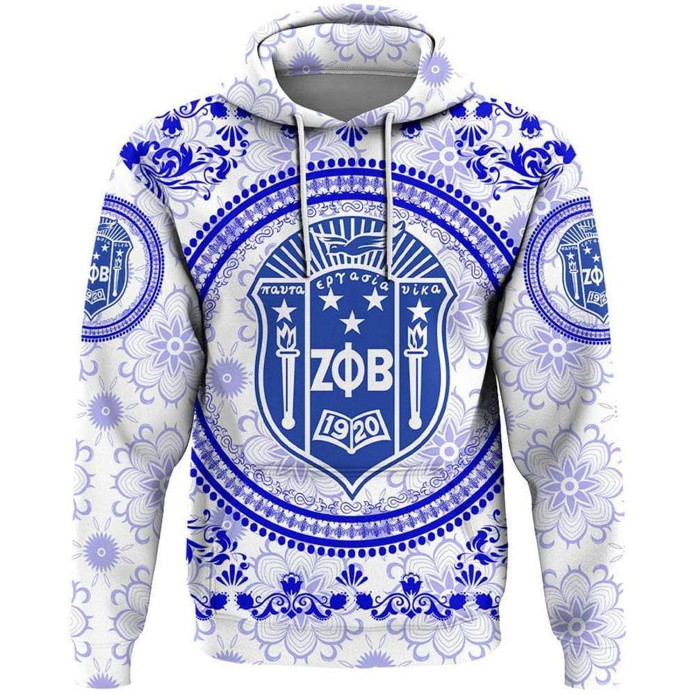 Zeta Phi Beta Floral Pattern Hoodie, African Hoodie For Men Women