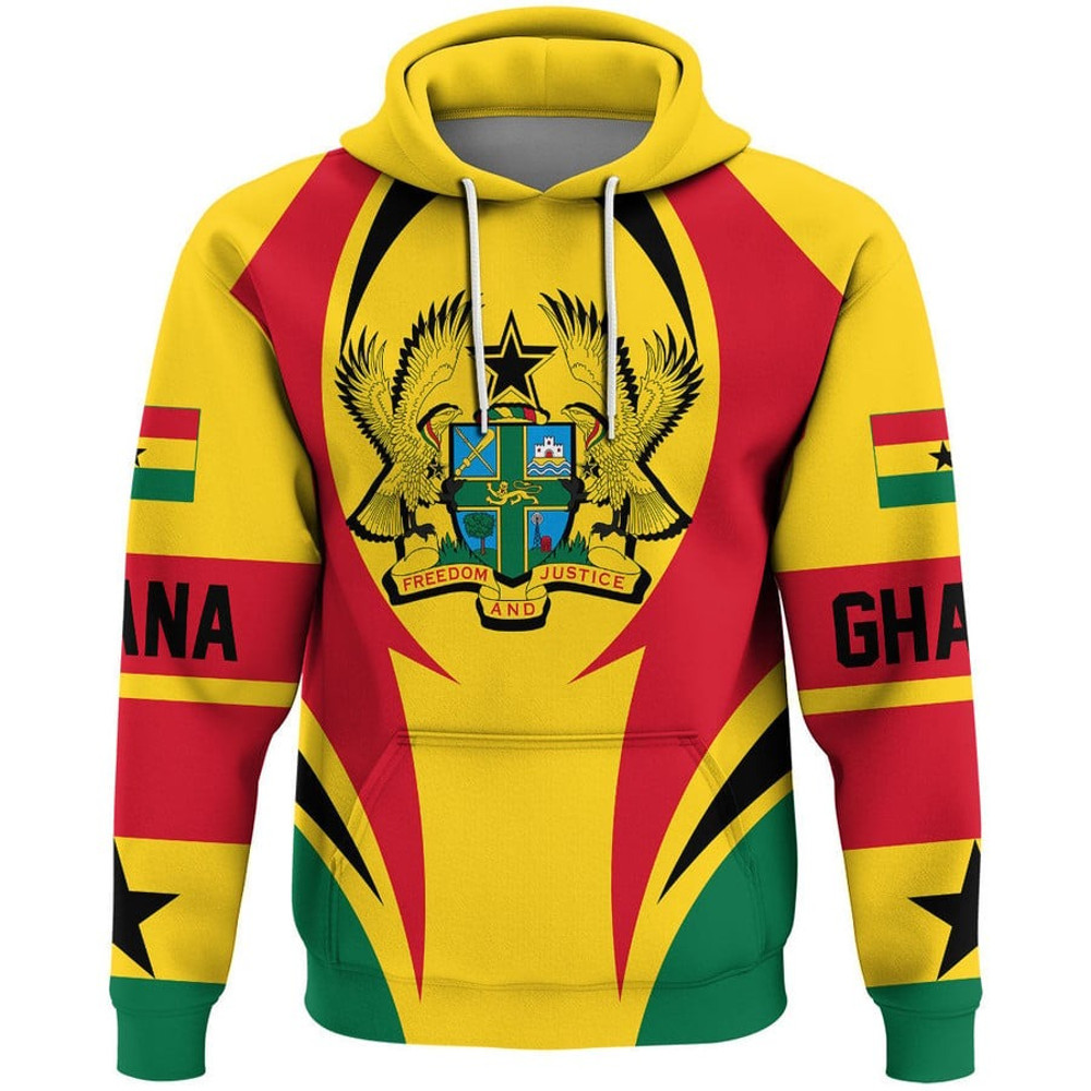 Ghana Action Flag Hoodie, African Hoodie For Men Women