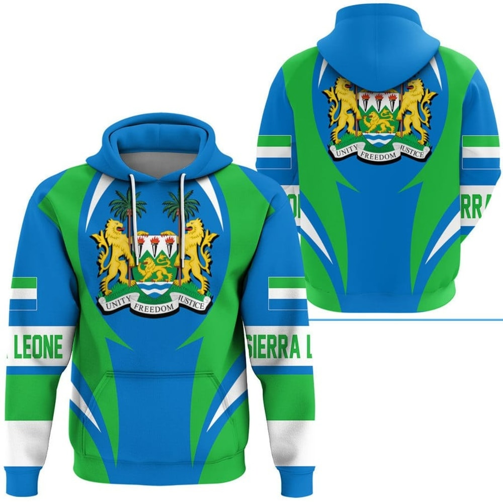 Sierra Leone Action Flag Hoodie, African Hoodie For Men Women