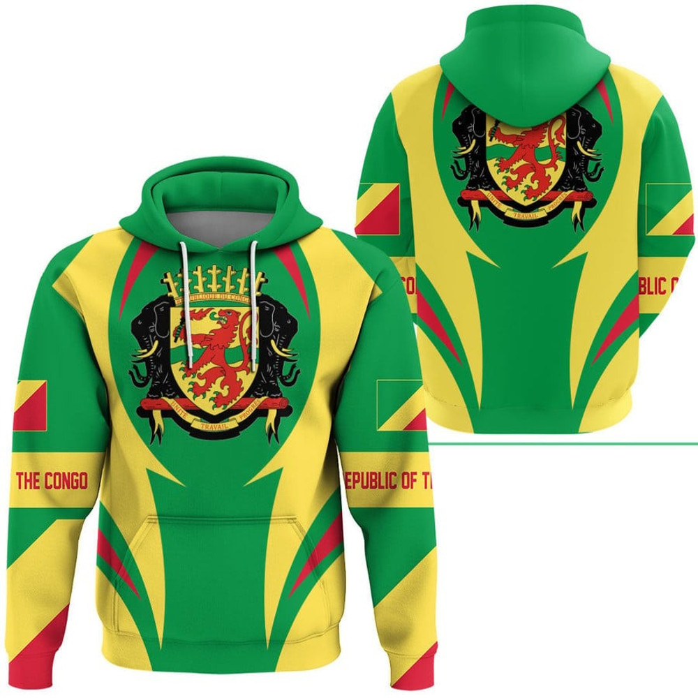 Republic Of The Congo Action Flag Hoodie, African Hoodie For Men Women