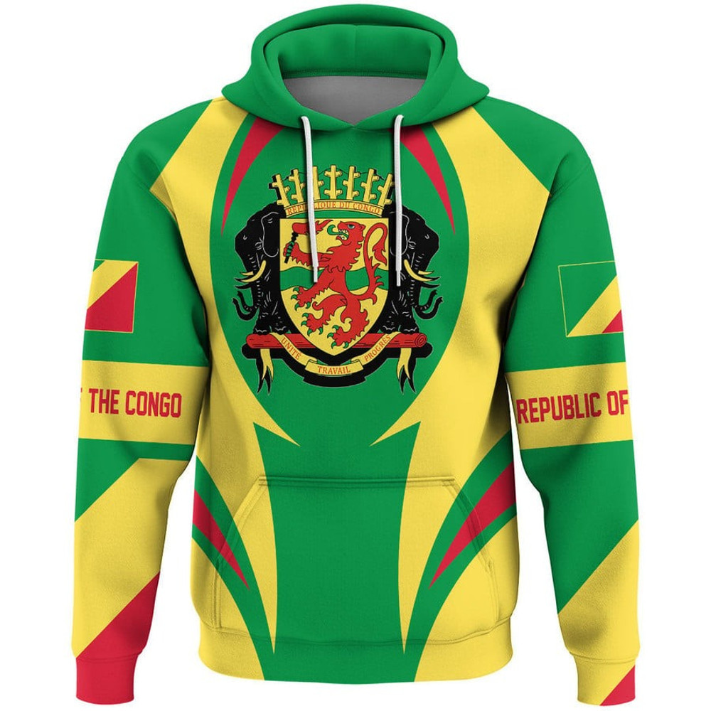 Republic Of The Congo Action Flag Hoodie, African Hoodie For Men Women