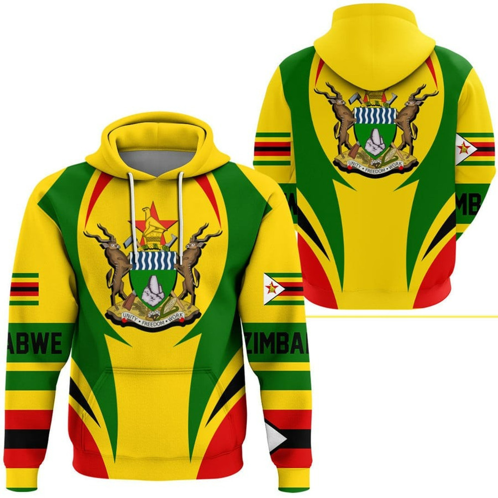 Zimbabwe Action Flag Hoodie, African Hoodie For Men Women