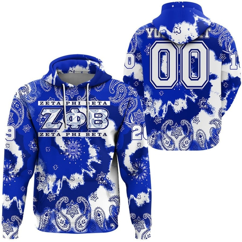 Zeta Phi Beta Paisley Bandana Tie Dye Style Hoodie, African Hoodie For Men Women