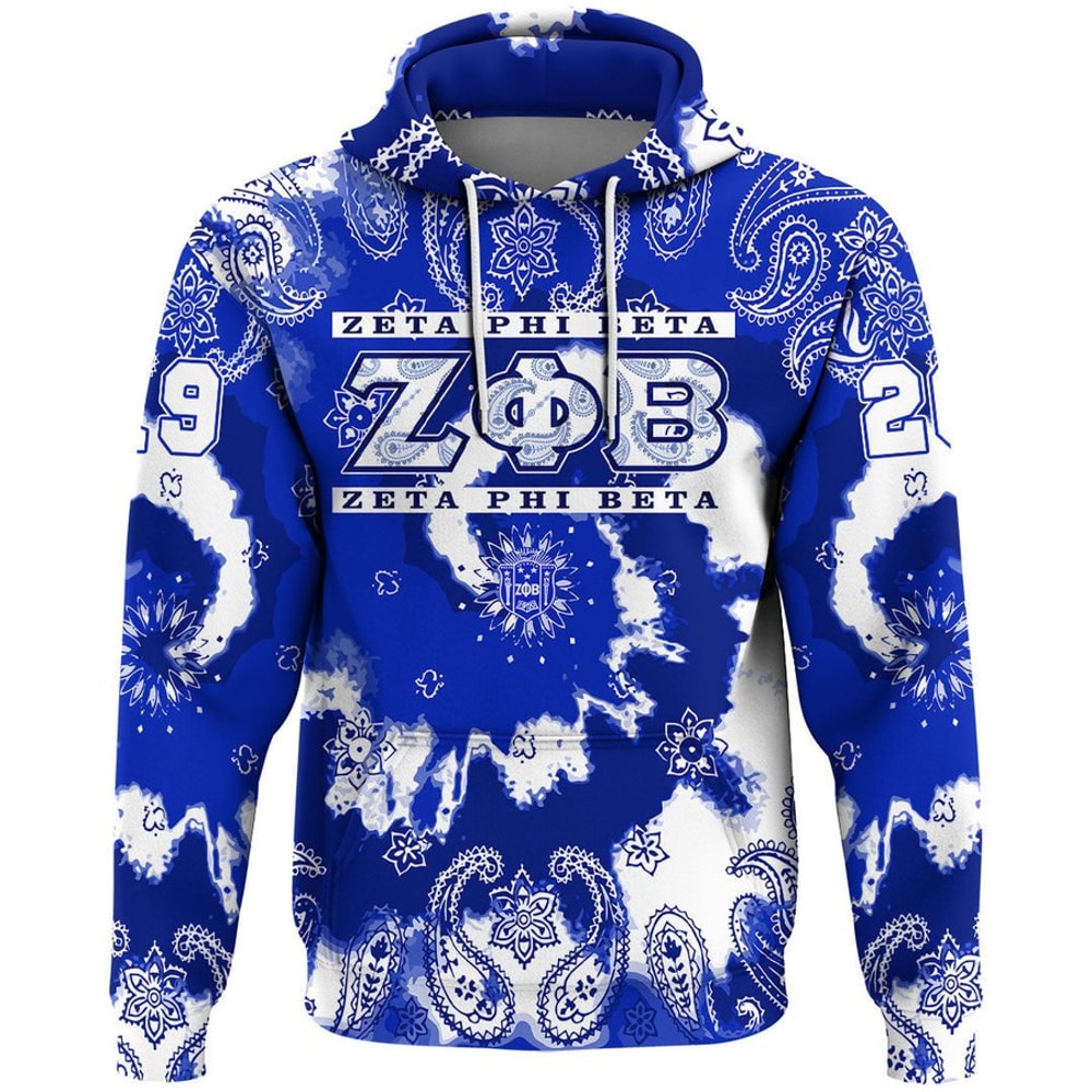Zeta Phi Beta Paisley Bandana Tie Dye Style Hoodie, African Hoodie For Men Women