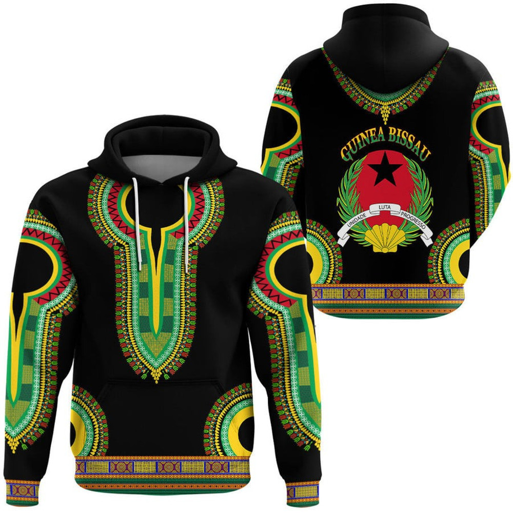 Guinea Bissau Dashiki Hoodie, African Hoodie For Men Women