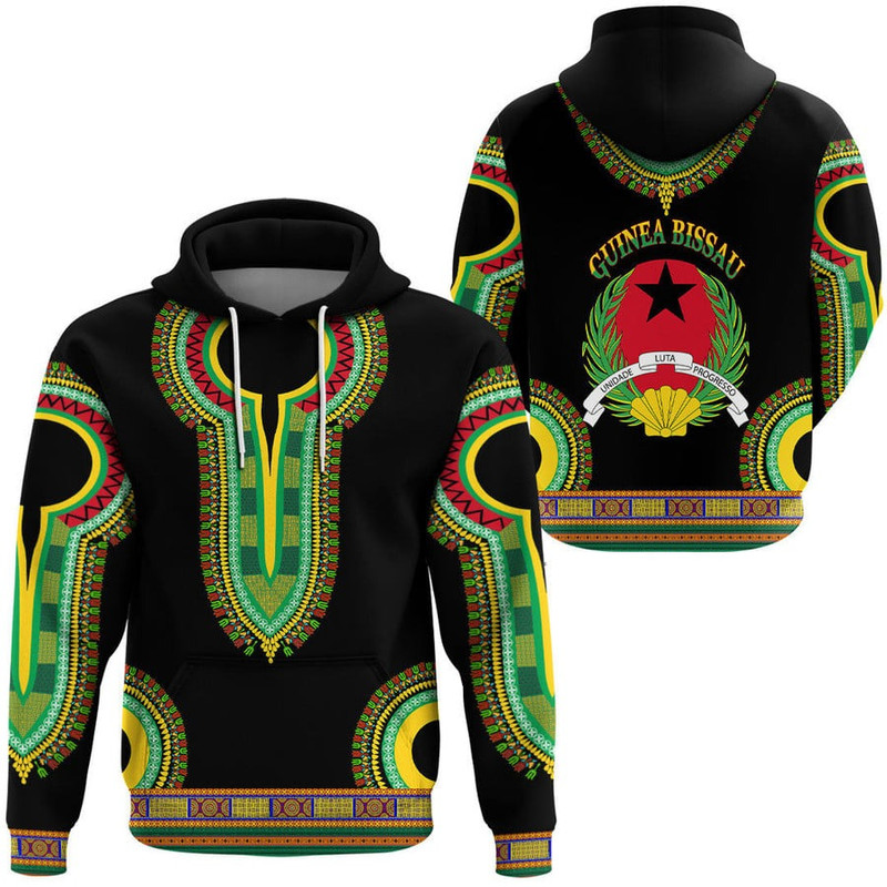 Guinea Bissau Dashiki Hoodie, African Hoodie For Men Women