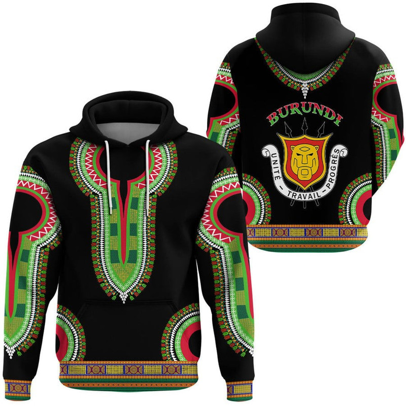 Burundi Dashiki Hoodie, African Hoodie For Men Women