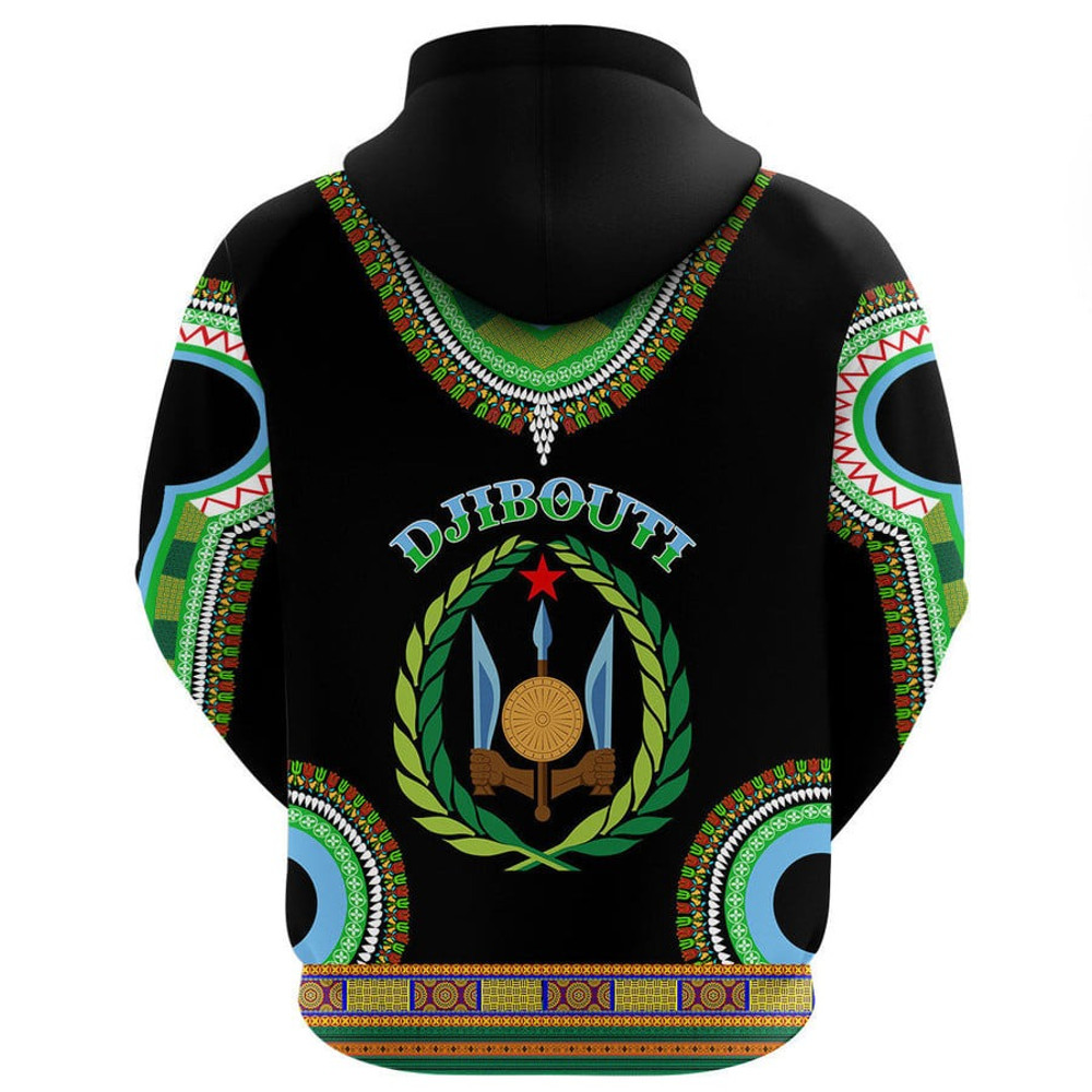 Djibouti Dashiki Hoodie, African Hoodie For Men Women