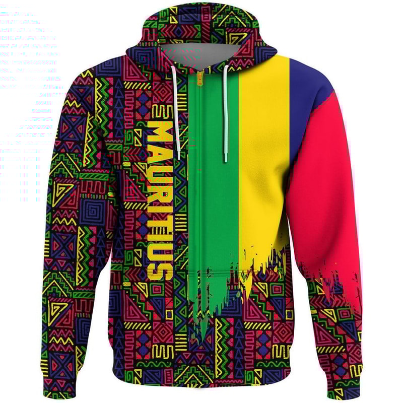 Mauritius Kenter Pattern Hoodie, African Hoodie For Men Women