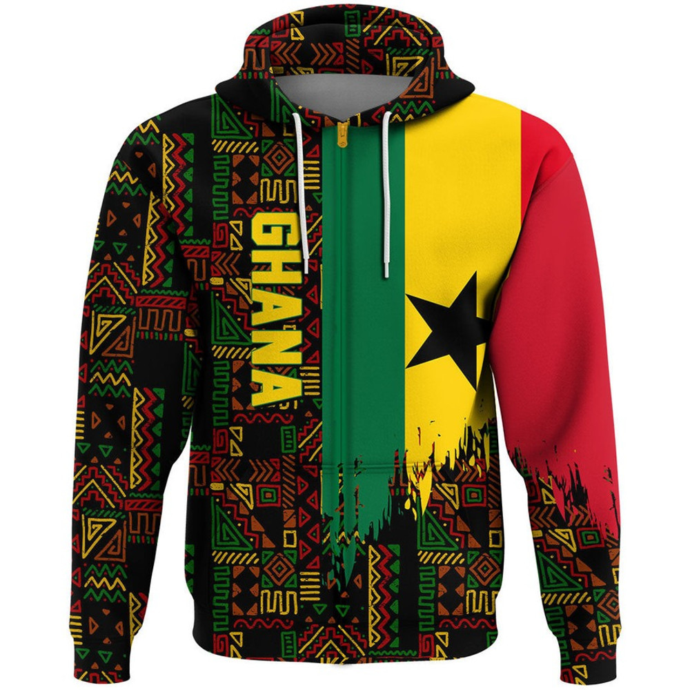 Ghana Kenter Pattern Hoodie, African Hoodie For Men Women