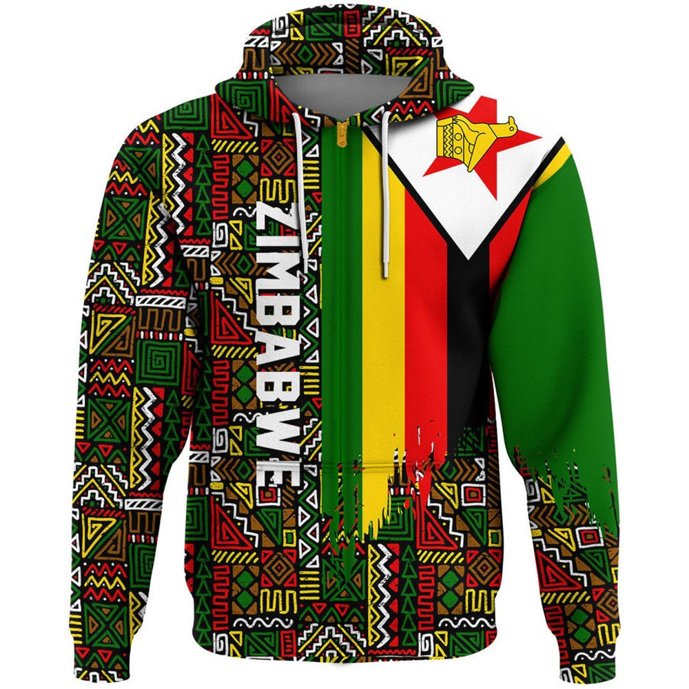 Zimbabwe Kenter Pattern Hoodie, African Hoodie For Men Women