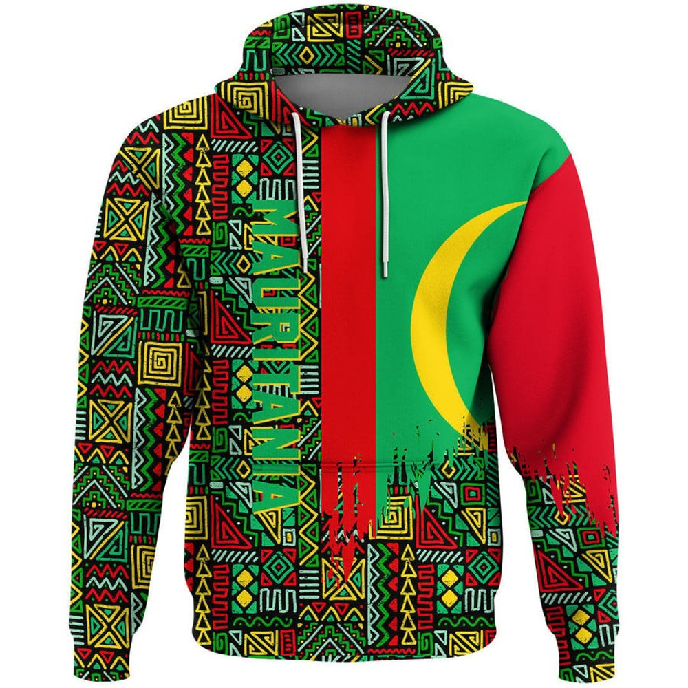 Mauritania Kenter Pattern Hoodie, African Hoodie For Men Women
