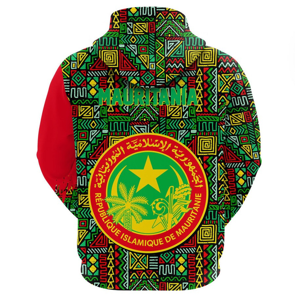Mauritania Kenter Pattern Hoodie, African Hoodie For Men Women
