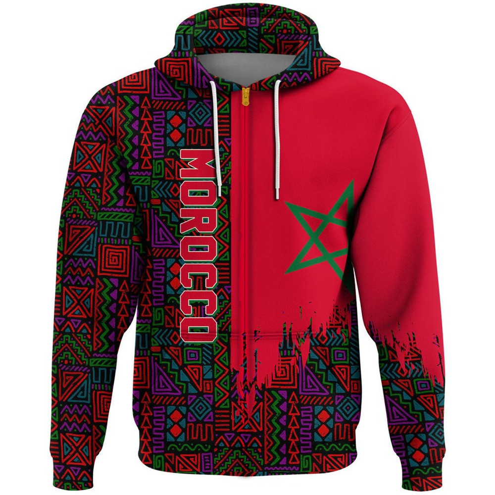 Morocco Kenter Pattern Hoodie, African Hoodie For Men Women