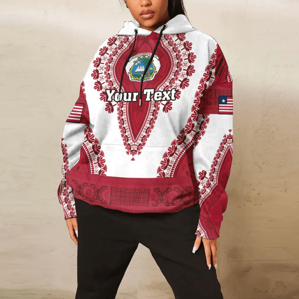 Liberia - White Version Hoodie Vintage African Dashiki, African Hoodie For Men Women