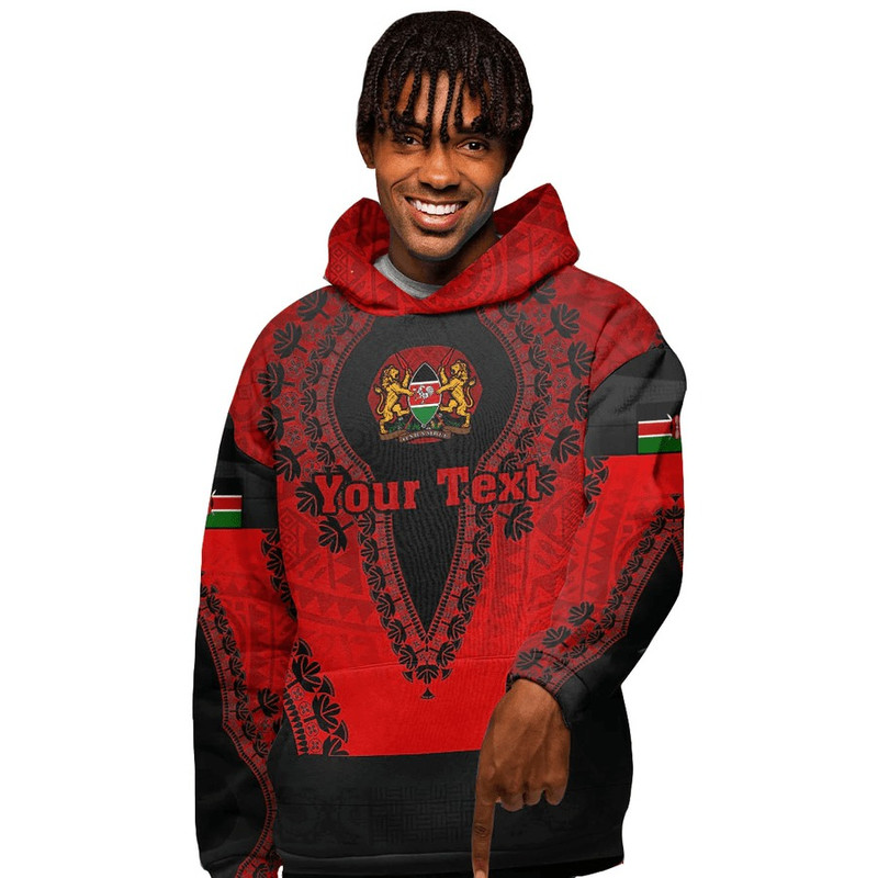 Kenya - Red Version Hoodie Vintage African Dashiki, African Hoodie For Men Women