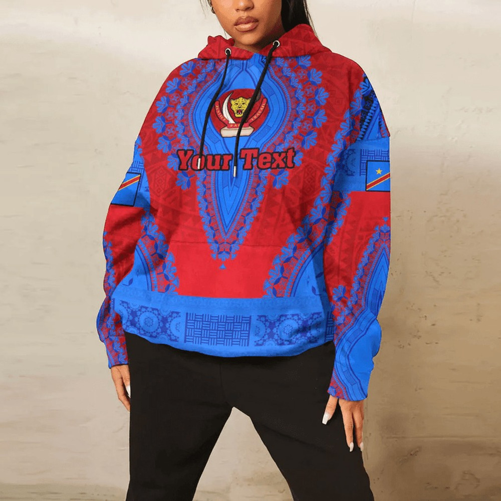 Democratic Republic Of The Congo - Red Version Hoodie Vintage African Dashiki, African Hoodie For Men Women