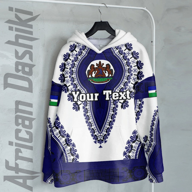 Lesotho - White Version Hoodie Vintage African Dashiki, African Hoodie For Men Women