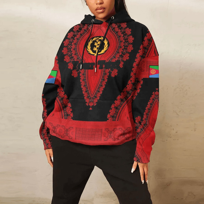 Eritrea - Black Version Hoodie Vintage African Dashiki, African Hoodie For Men Women