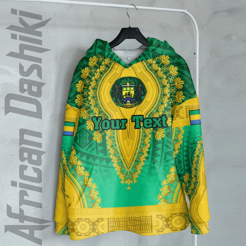 Gabon - Green Version Hoodie Vintage African Dashiki, African Hoodie For Men Women