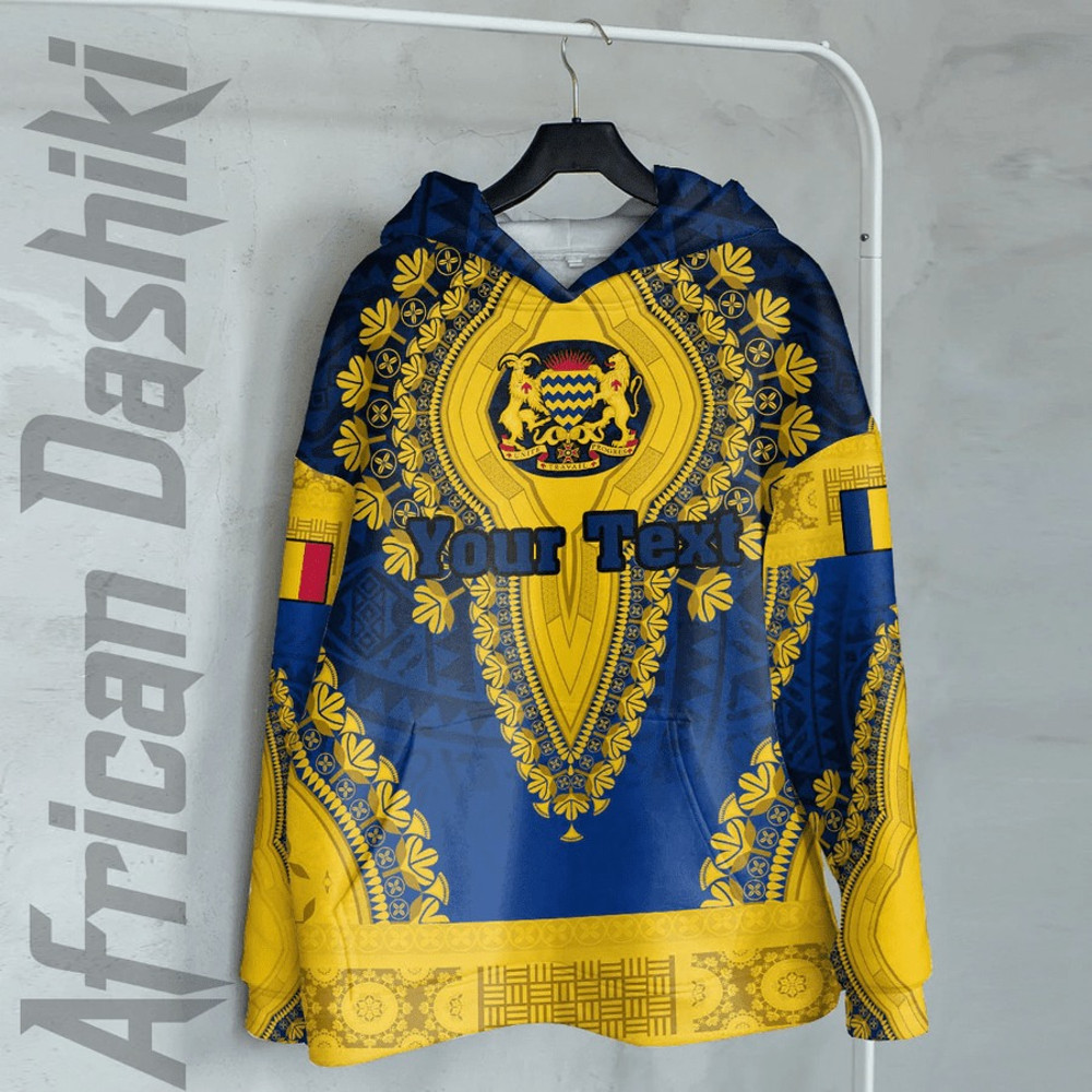 Chad - Blue Version Hoodie Vintage African Dashiki, African Hoodie For Men Women