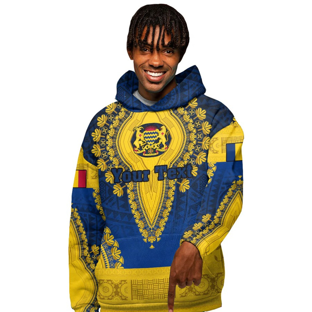 Chad - Blue Version Hoodie Vintage African Dashiki, African Hoodie For Men Women