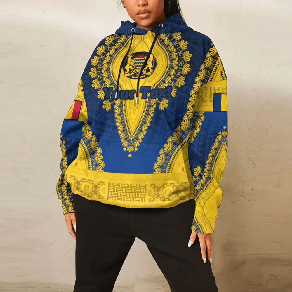 Chad - Blue Version Hoodie Vintage African Dashiki, African Hoodie For Men Women