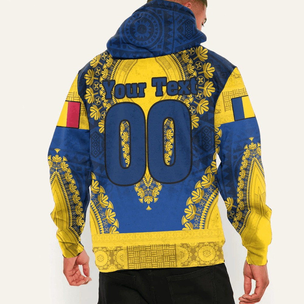 Chad - Blue Version Hoodie Vintage African Dashiki, African Hoodie For Men Women
