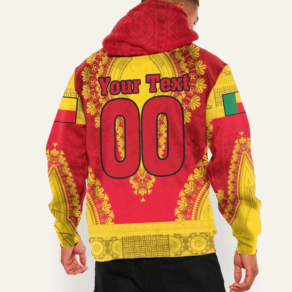Benin - Red Version Hoodie Vintage African Dashiki, African Hoodie For Men Women