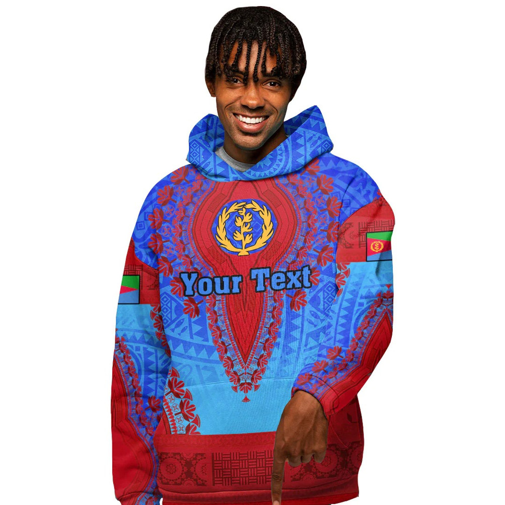Eritrea - Blue Version Hoodie Vintage African Dashiki, African Hoodie For Men Women