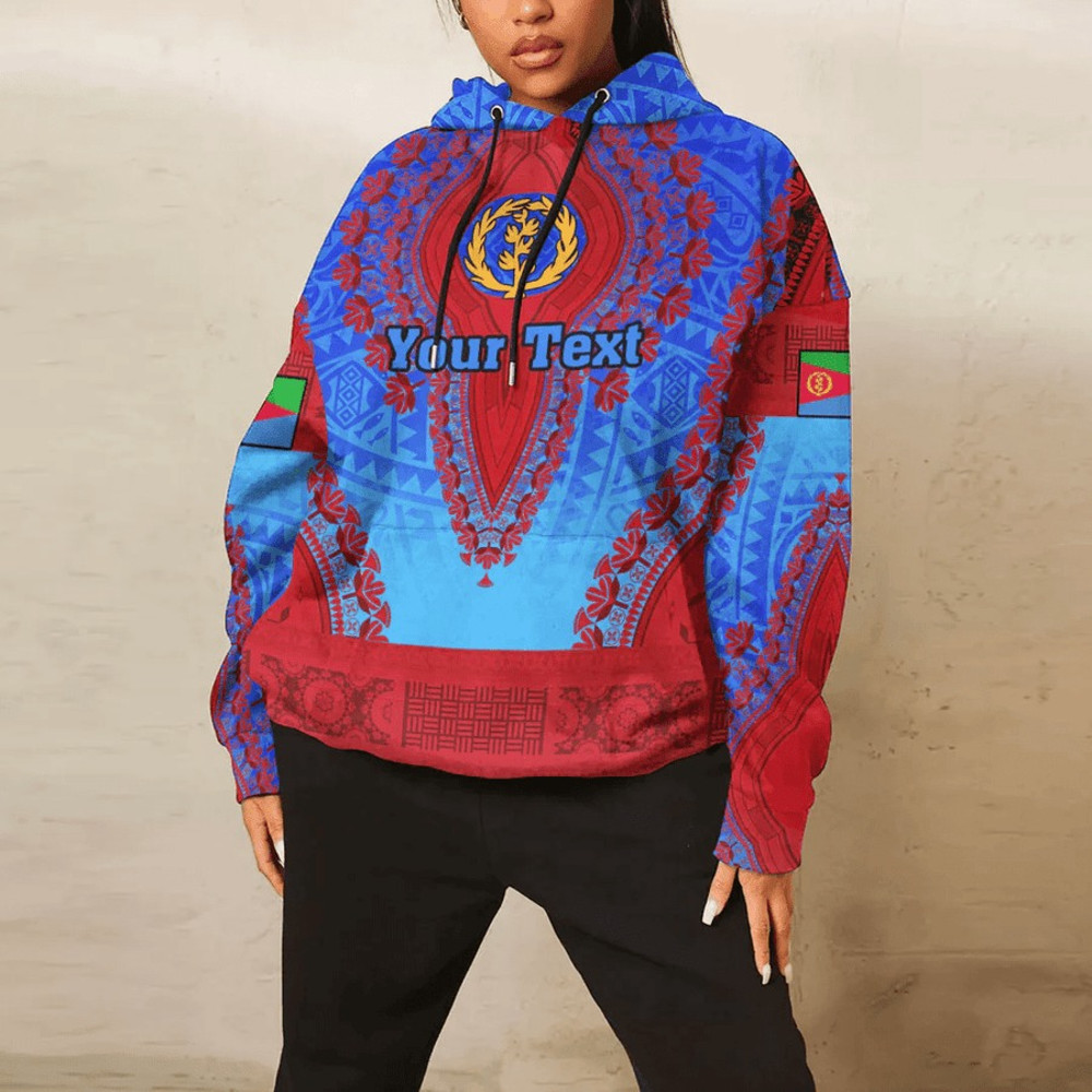 Eritrea - Blue Version Hoodie Vintage African Dashiki, African Hoodie For Men Women