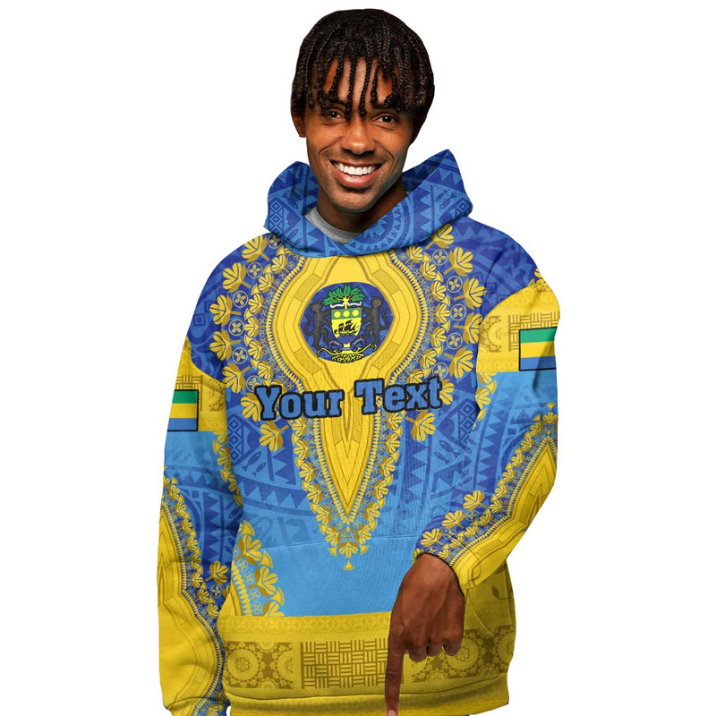 Gabon - Blue Version Hoodie Vintage African Dashiki, African Hoodie For Men Women