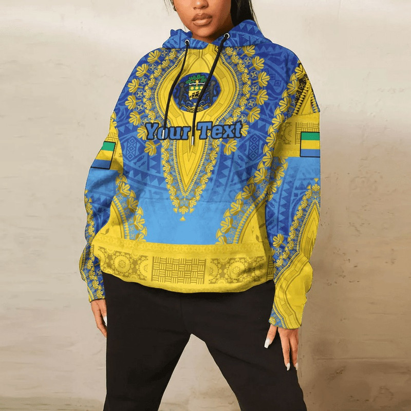 Gabon - Blue Version Hoodie Vintage African Dashiki, African Hoodie For Men Women
