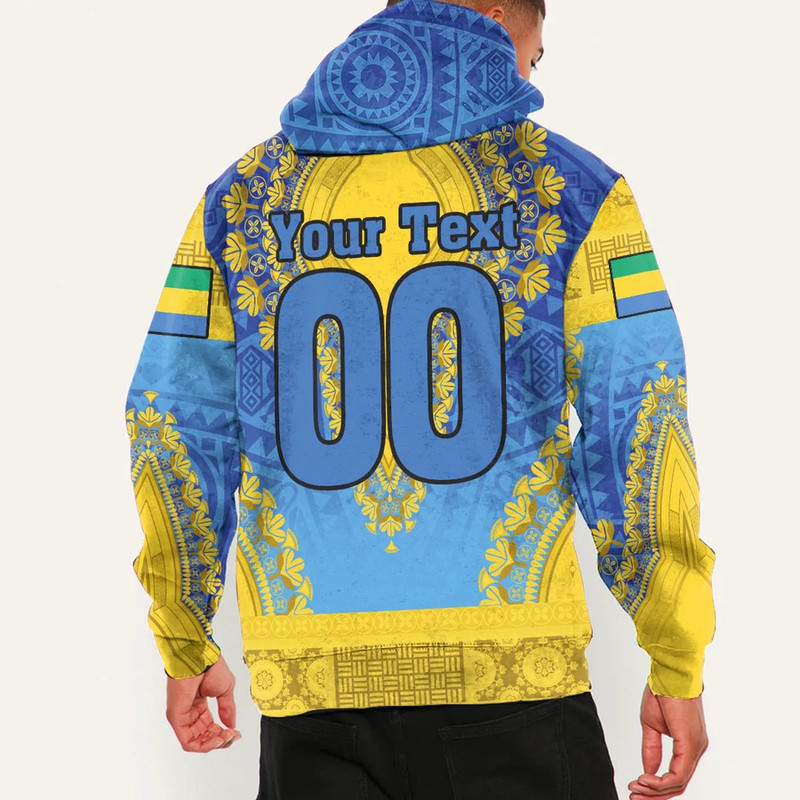 Gabon - Blue Version Hoodie Vintage African Dashiki, African Hoodie For Men Women